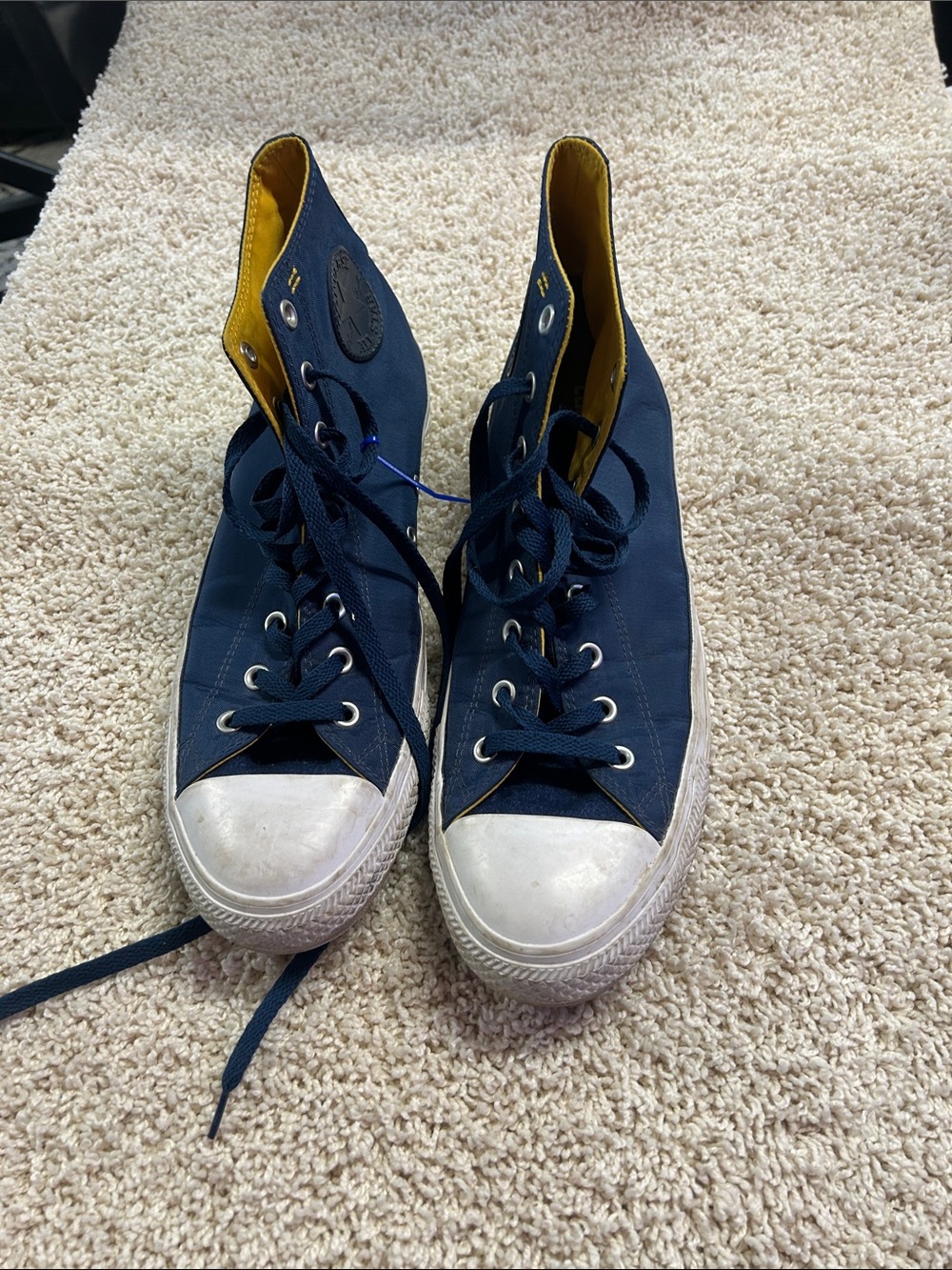 Converse Navy High-Top Sneakers with Yellow Accent